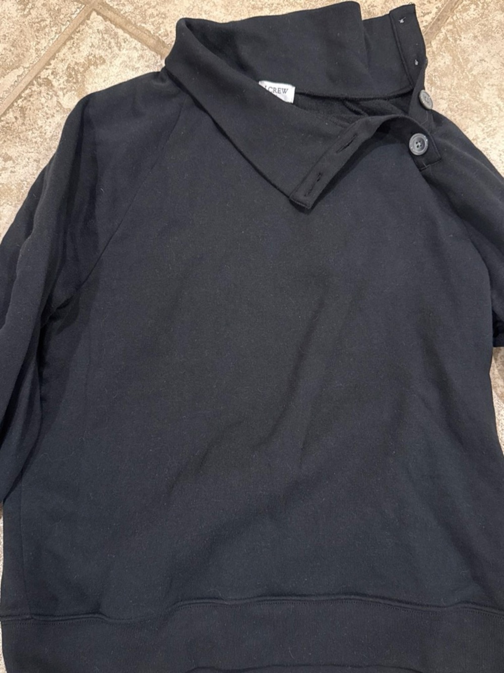 J. Crew Kids Black Button-Neck Pullover Sweatshirt